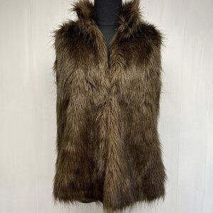 Willi Smith Womens Faux Fur Vest Size Medium Mob Wife Glam, Shiny Soft Faux Fur